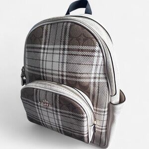 COACH COURT BACKPACK IN SIGNATURE CANVAS WITH HUNTING FISHING PLAID PRINT